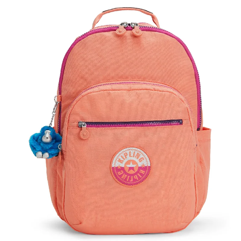 Camping hiking gear shine-Kipling Seoul Large Nylon 15" Laptop Backpack Cool Coral Shade