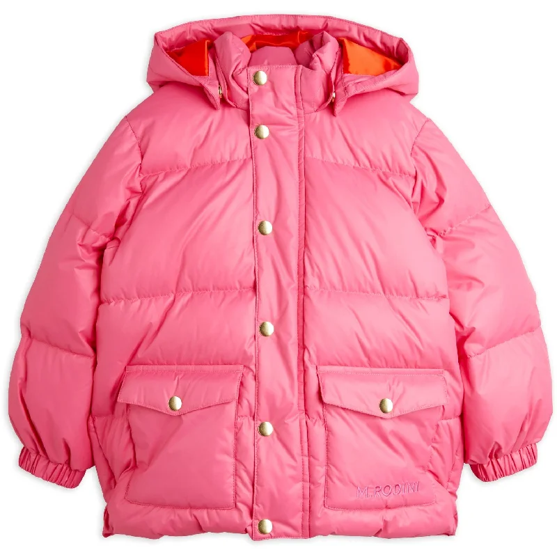 Camping hiking trail wild-Mini Rodini Pink Heavy Hooded Puffer Jacket