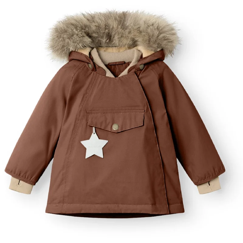 Camping hiking trail strong-Mini A ture Rootbeer brown Wang Fleece Winter Jacket m. Fur