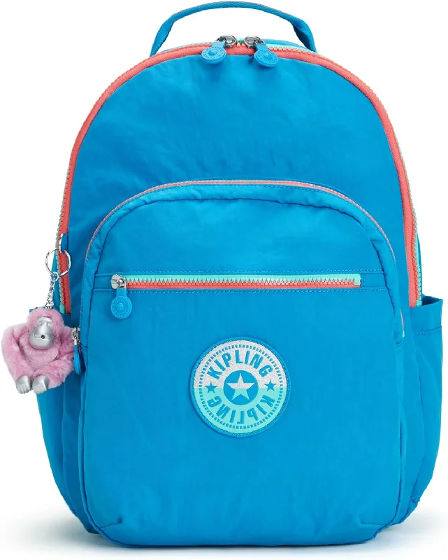 Camping hiking gear glow-Kipling Seoul Large Nylon 15" Laptop Backpack Azure Sky Blue