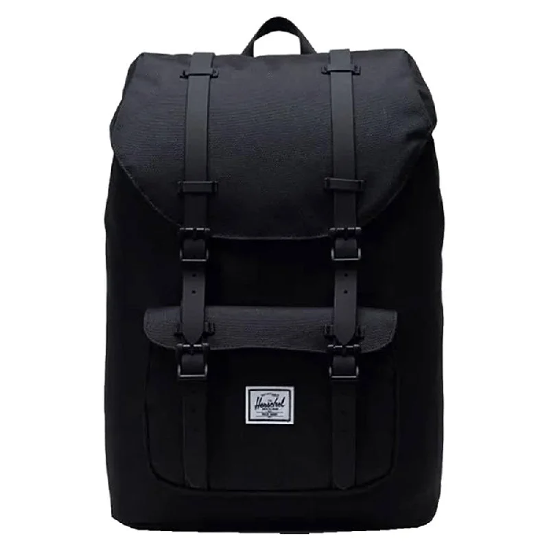 Camping hiking nature bounty-Herschel Unisex Black/Black Rubber One Size Little America Mid-Volume Backpack - 10020-02093-OS