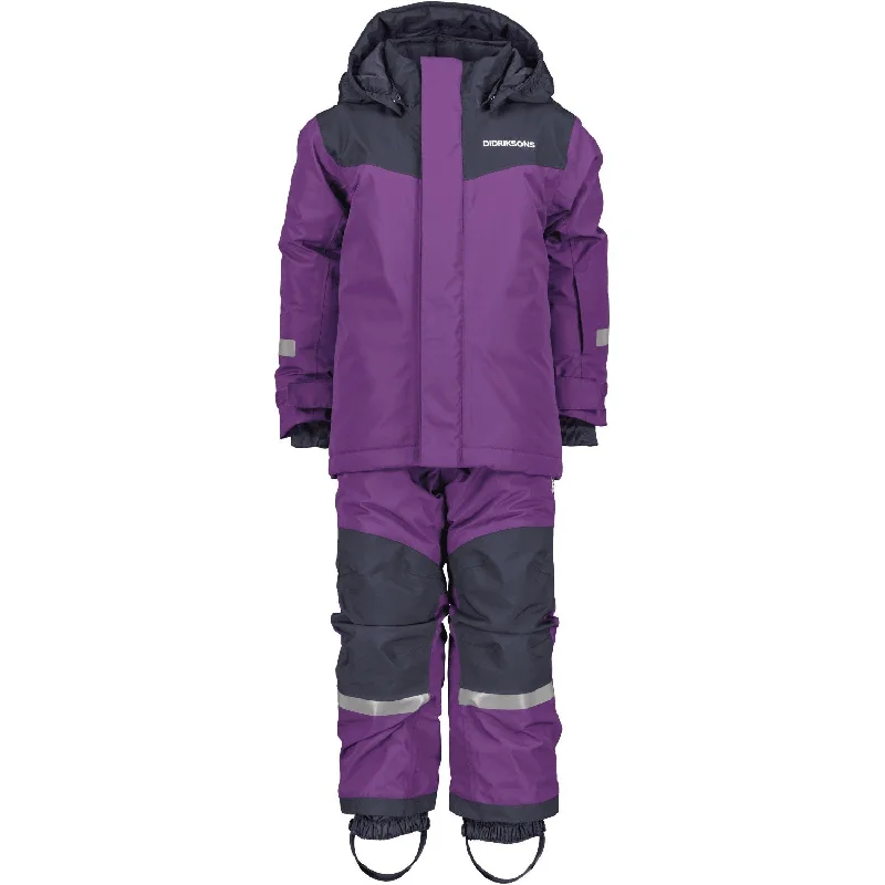 Camping hiking gear discounts-Didriksons Royal Purple Skare Kids Set