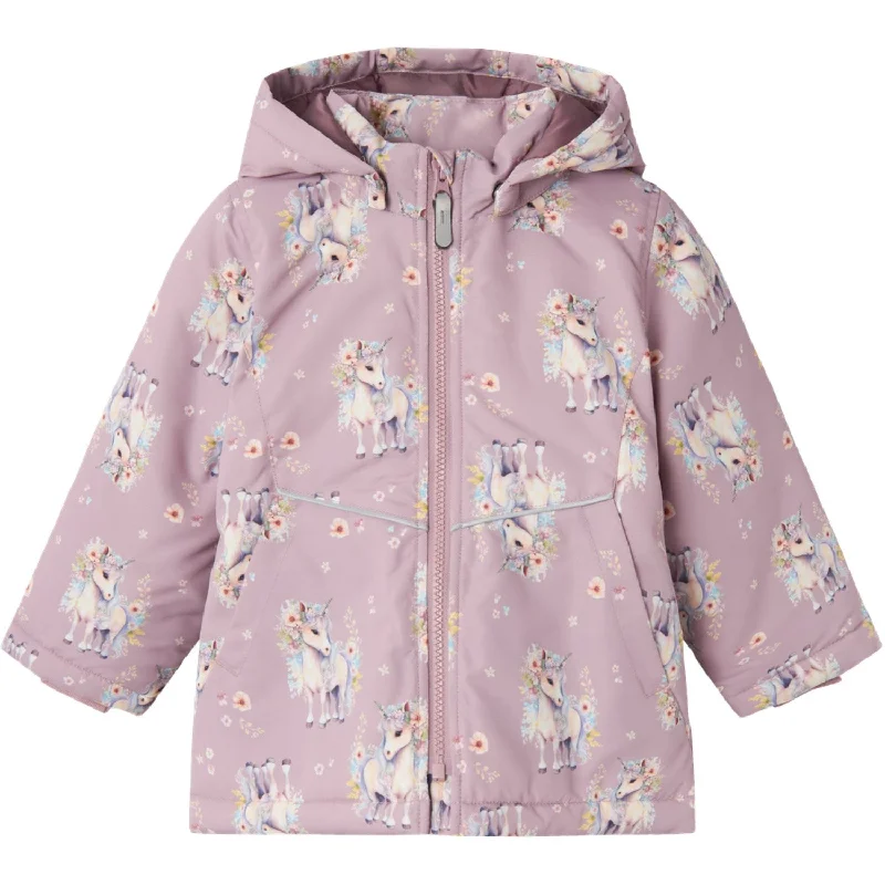 Camping hiking trail mild-Name It Mauve Shadows Unicorn Maxi Jacket AOP