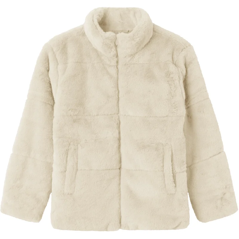 Camping hiking trail lull-Name It Moonbeam Mila Faux Fur Jacket