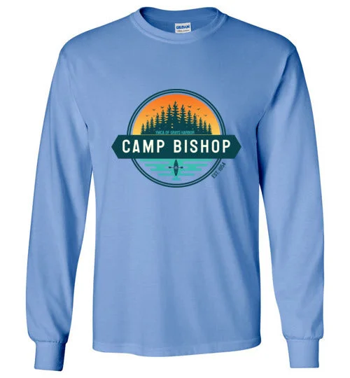 heavy-duty camping tarp anchors-Camp Bishop Long Sleeve T-Shirt - Sunset Logo