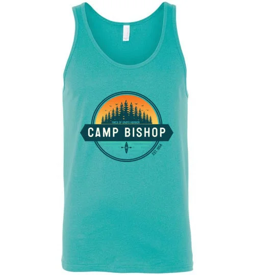 affordable camping hammock liners-Camp Bishop Unisex Tank - Sunset Logo