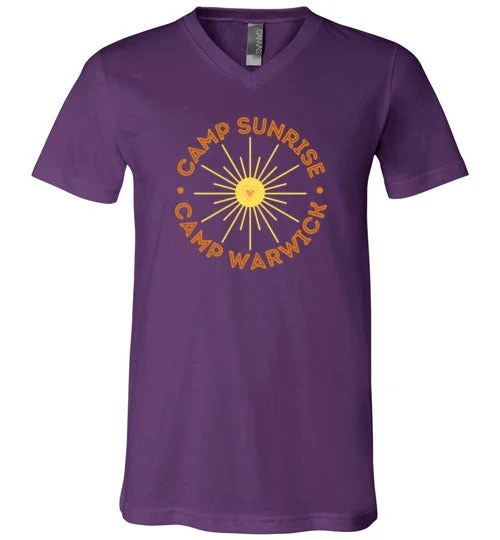 thermal camping wrist wraps-Camp Sunrise Unisex V-Neck T-Shirt