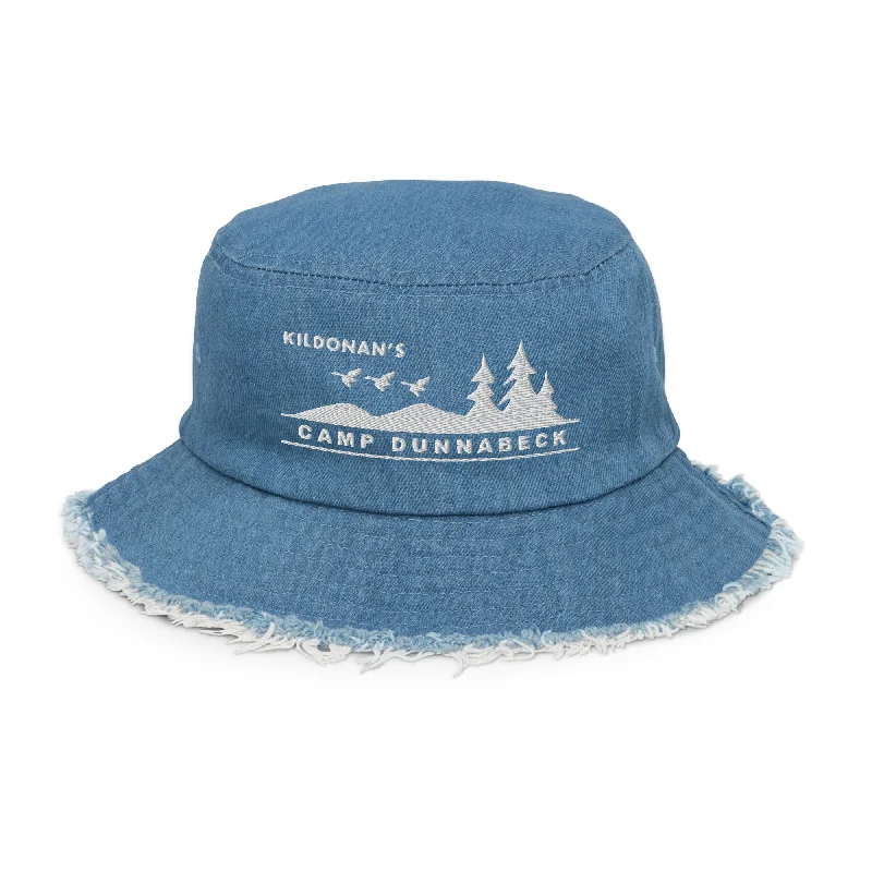 foldable camping hydration cans-Dunnabeck Distressed Denim Bucket Hat