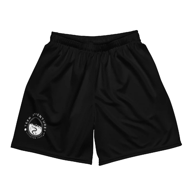 durable camping tent covers-Littleton Black Unisex Mesh Shorts - Teen Adventures