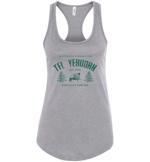 portable camping solar strips-Tel Yehudah Racerback Tank - Vintage Logo