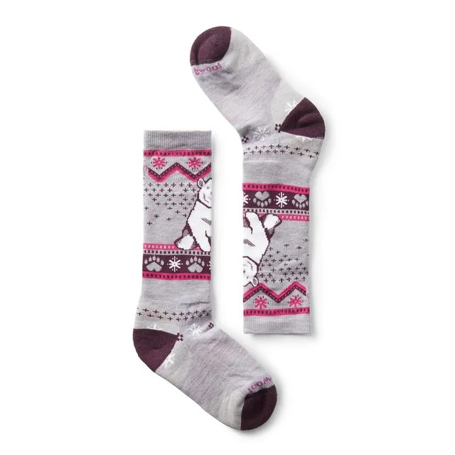 Camping hiking trail sweep-Kids' Wintersport Polar Bear Pattern Over The Calf Socks