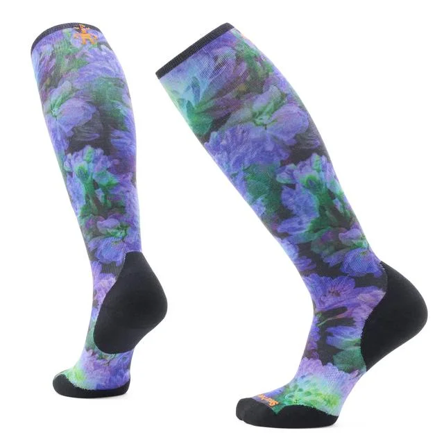 Camping hiking outdoor thrill-Women's Ski Electric Lotus Print Over The Calf Socks