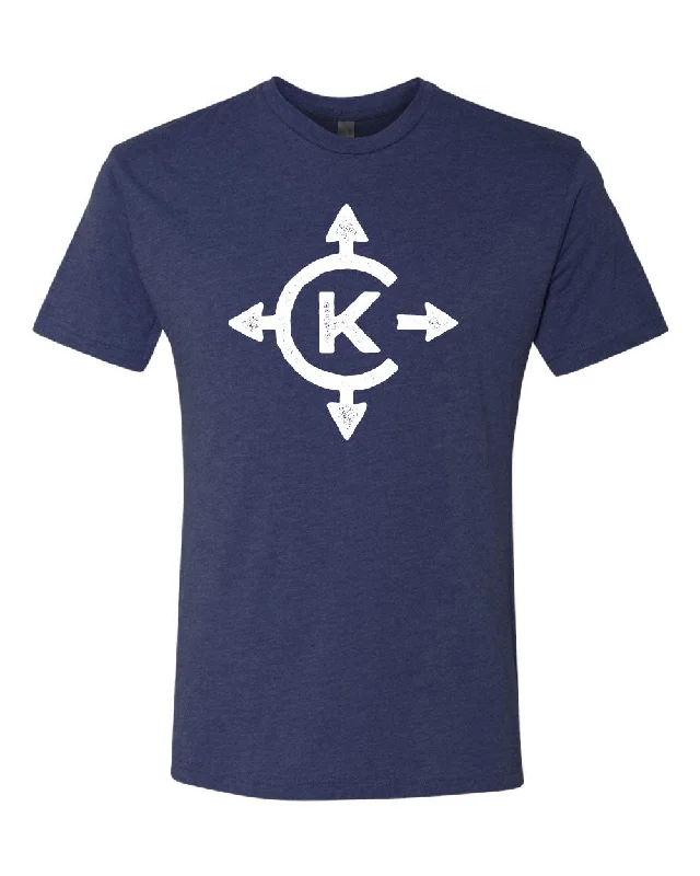 Camping hiking trail cheer-Camp Kawaga Navy Compass Tee