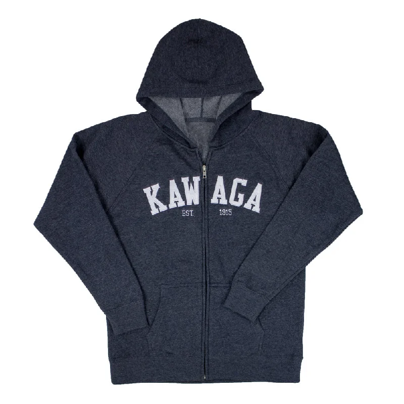 Camping hiking outdoor wave-Camp Kawaga Applique Zip Hoodie