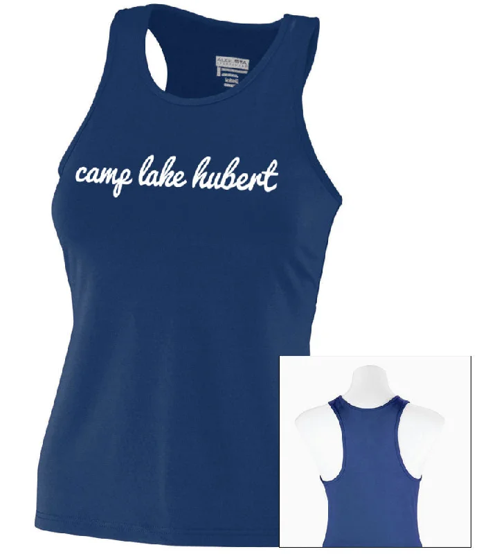 Camping hiking trail dive-Camp Lake Hubert Racerback Tank