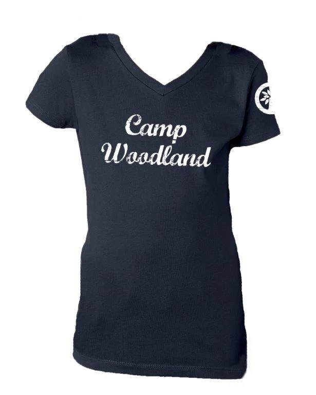 Camping hiking trail lunge-Camp Woodland V-Neck Tee