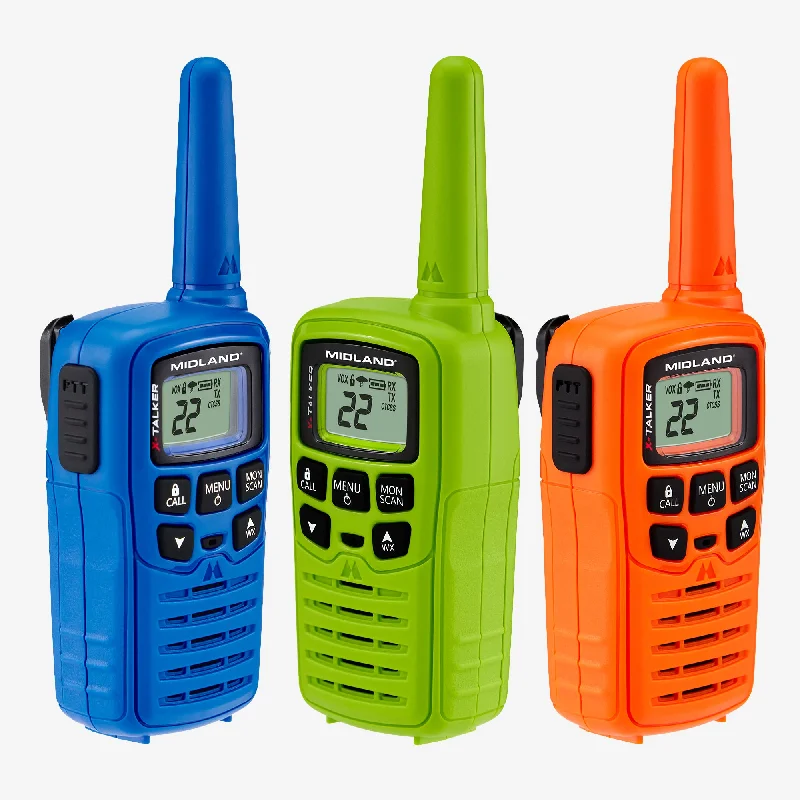 Camping hiking gear bundles-T10 X-Talker® FRS Walkie Talkie 3 Pack Multi-Color - T10X3M