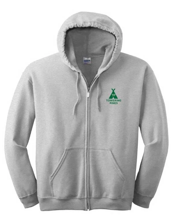 Camping hiking nature chill-Towering Pines Camp Zip Hoodie