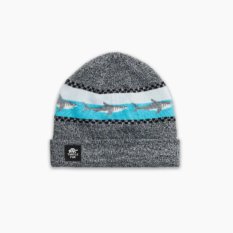 Camping hiking gear finds-Kids' Shark Attack Beanie - Gray