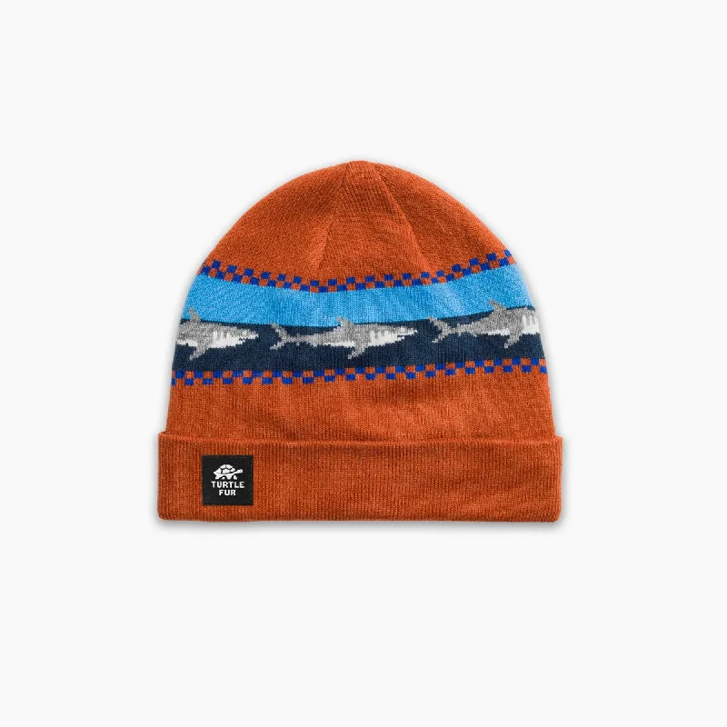 Camping hiking outdoor passion-Kids' Shark Attack Beanie - Russet