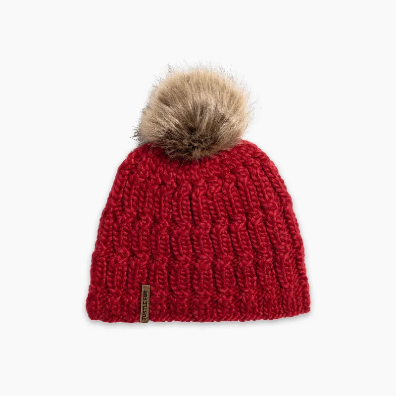 Camping hiking gear thrill-Merino Wool Fifi Faux Fur Pom - Red