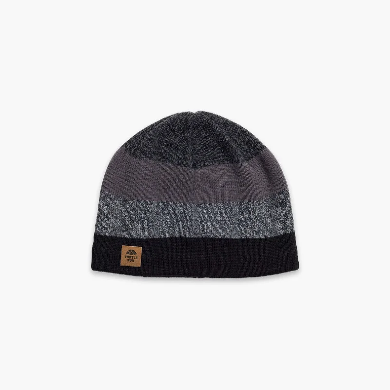 Camping hiking trail turn-Ocean Ragg Wool BTV Beanie - Black Heather