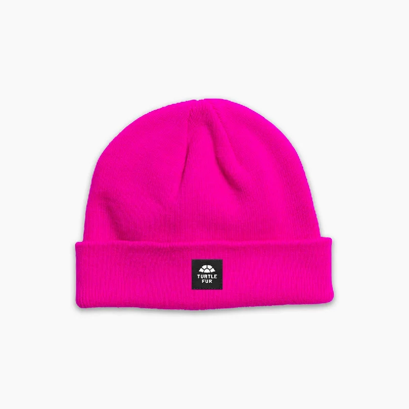 Camping hiking trail spot-Pathfinder Knit Cuff Beanie - Hot Hot Pink