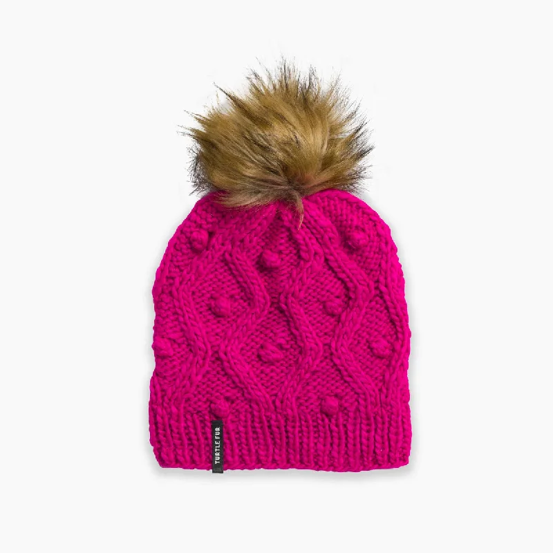 Camping hiking gear steals-Piper Pom Beanie - Fuchsia